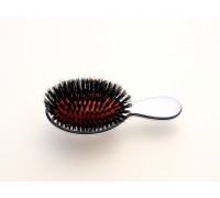 Щетка для волос серебряная с чёрной натуральной щетиной и леской Janeke Superbrush Limited Edition Silver CRSP24M  